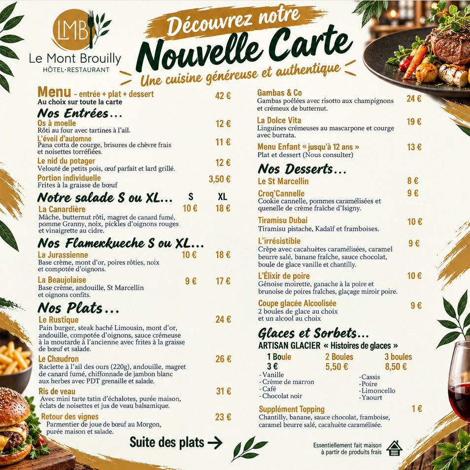 carte restaurant le mont brouilly